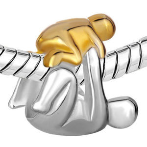 FREE S/H  Pugster Mother Child Bracelet 22kt Gold Plate Charm - Fits Pandora